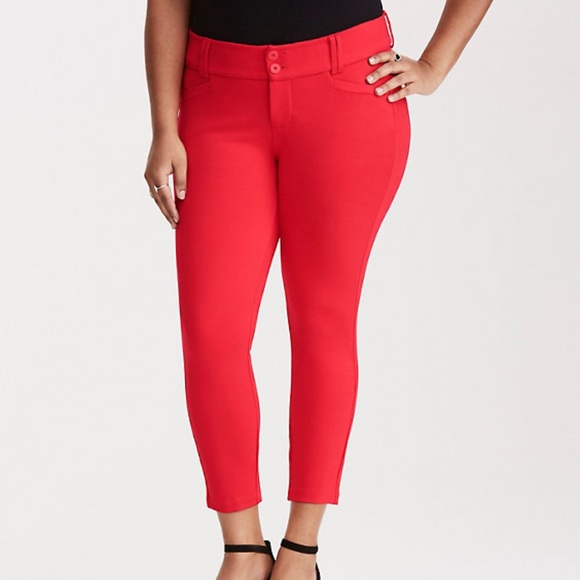 torrid Pants - Torrid Ponte Cropped Size 26 Red Stretchy Pants